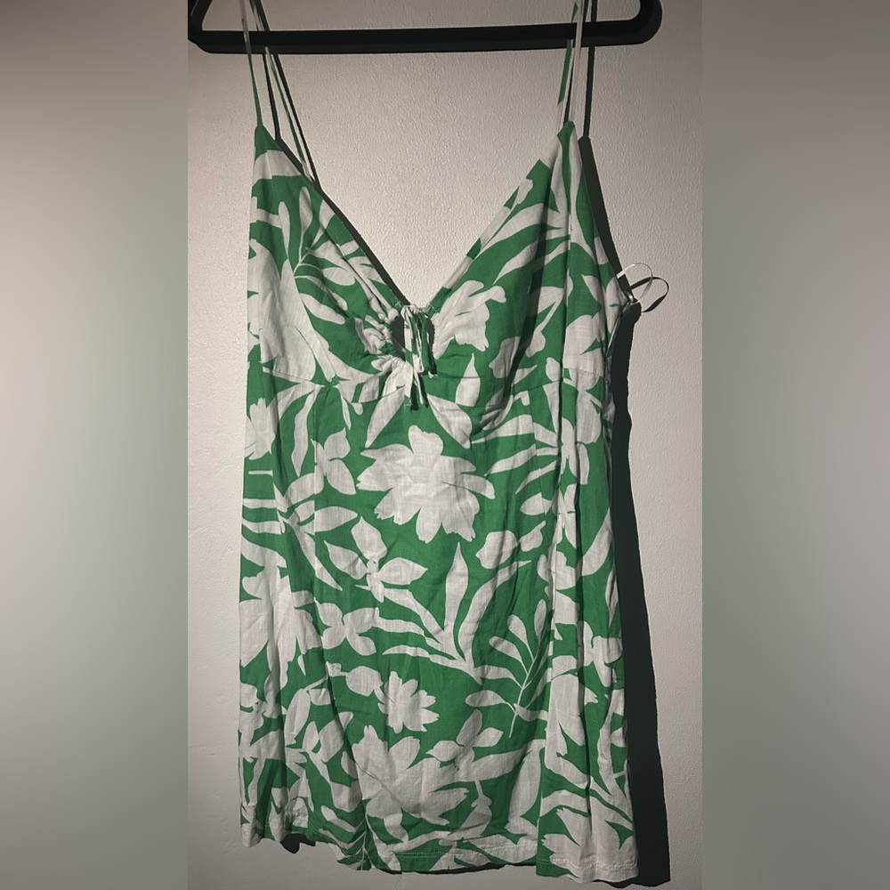 Topshop Plus Green and White Dress